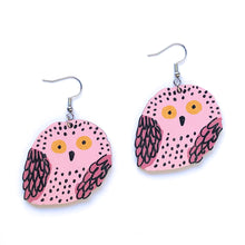 Load image into Gallery viewer, Baby Pöllö -Birch Plywood Earrings (multiple colour choices)