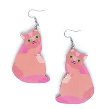 Load image into Gallery viewer, Cat - Birch Plywood Earrings (multiple colour choices)