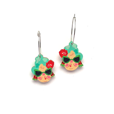 Crazy Granny - SMALL SIZE - Birch Plywood Earrings