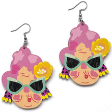 Load image into Gallery viewer, Crazy Granny - Birch Plywood Earrings