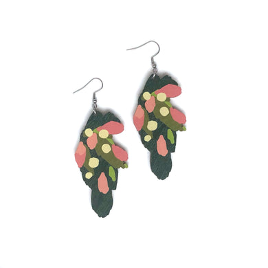 Leaves - Birch Plywood Earrings (multiple colour choices)
