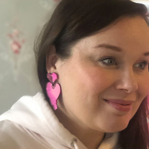 Love - Pink Mirror Acrylic Earrings