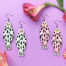 Load image into Gallery viewer, Norppa the Ringed Seal - Birch Plywood Earrings