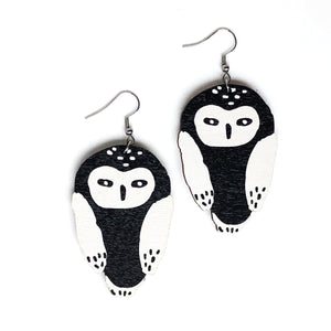 Owl -Birch Plywood Earrings (multiple colour choices)