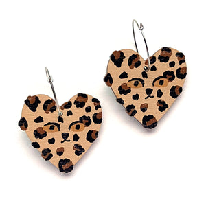 Two-in-one Leopard - Birch Plywood Earrings