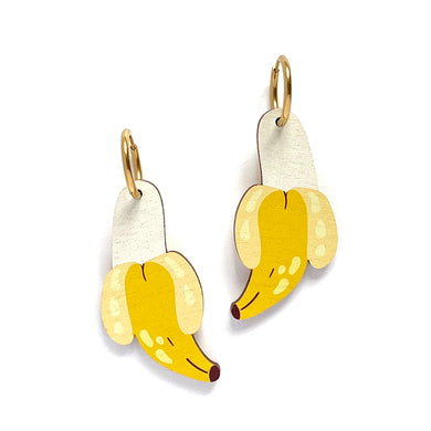 Banana - Birch Plywood Earrings