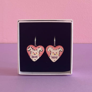 Ceramic Earrings / Big Heart / Bunny