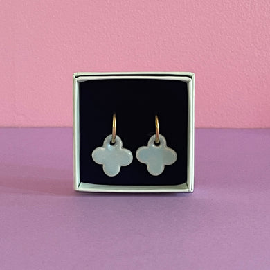 Ceramic Earrings / Clover / Aqua