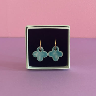 Ceramic Earrings / Clover / Turquoise