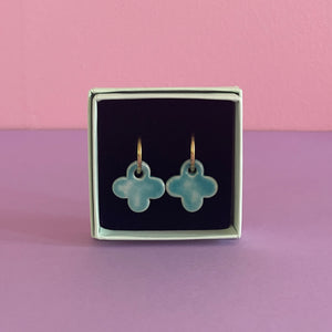 Ceramic Earrings / Clover / Turquoise