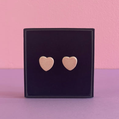 Ceramic Stud Earrings / Heart Studs / Pinkish Nude