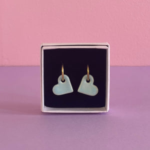 Ceramic Earrings / Little Heart / Aqua