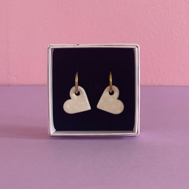 Ceramic Earrings / Little Heart / Polkadot Mint
