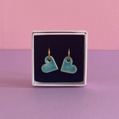 Ceramic Earrings / Little Heart / Turquoise