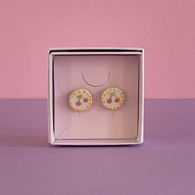 Ceramic Stud Earrings / Cherries