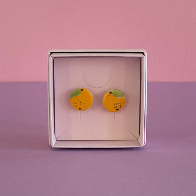 Ceramic Stud Earrings / Orange