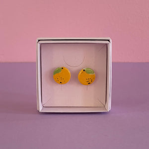 Ceramic Stud Earrings / Orange