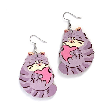 Love Manul - Birch Plywood Earrings