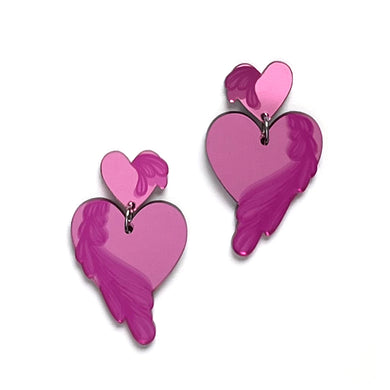 Love - Pink Mirror Acrylic Earrings