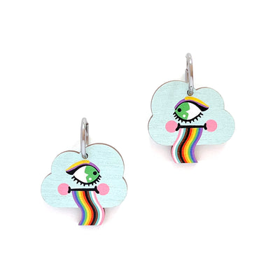 Pride Cloud - Birch Plywood Earrings