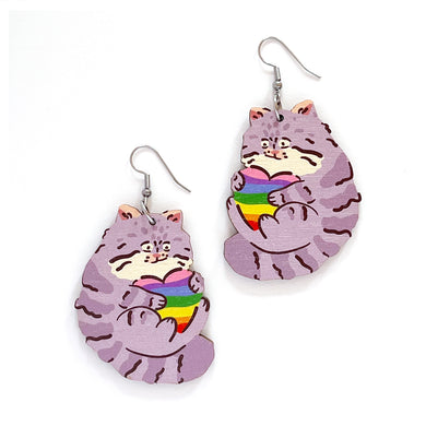 Pride Manul - Birch Plywood Earrings