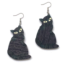 Load image into Gallery viewer, Cat - Birch Plywood Earrings (multiple colour choices)