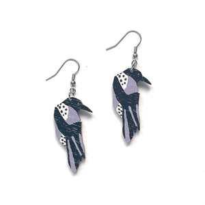 Crow - SMALL SIZE - Birch Plywood Earrings