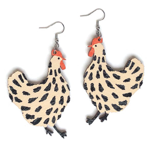 Chicken - Birch Plywood Earrings