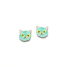 Load image into Gallery viewer, Kitty - Birch Plywood Stud Earrings (multiple colour choices)
