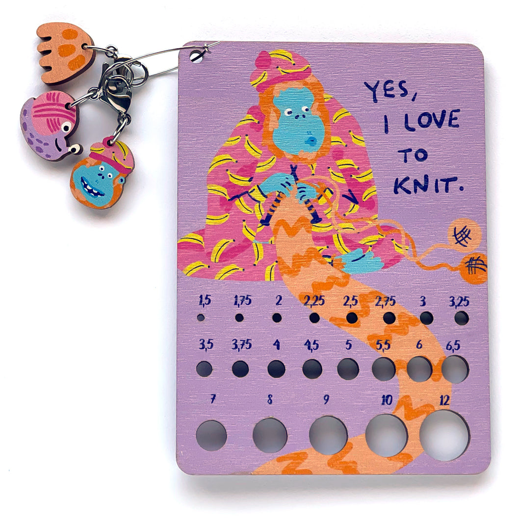 Knitting Orangutan - Knitting Needle Sizer Set