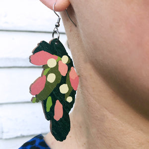 Leaves - Birch Plywood Earrings (multiple colour choices)