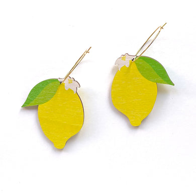Lemon - Birch Plywood Earrings