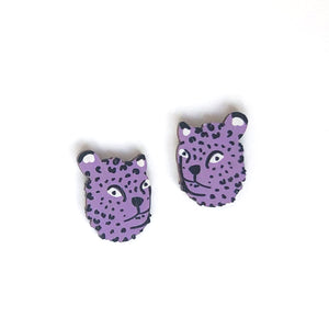 Leopard - Birch Plywood Stud Earrings (multiple colour choices)