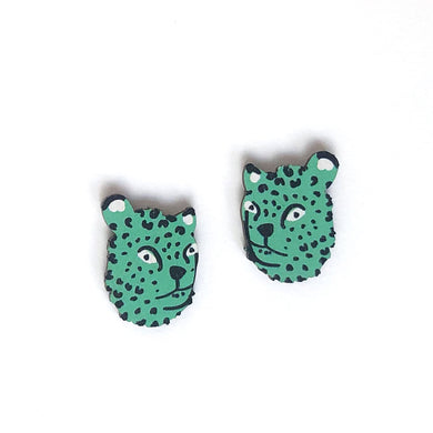 Leopard - Birch Plywood Stud Earrings (multiple colour choices)