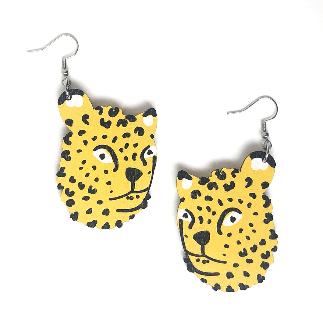 Leopard - Birch Plywood Earrings (multiple colour choices)
