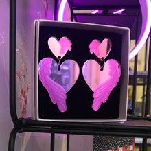 Load image into Gallery viewer, Love - Pink Mirror Acrylic Earrings