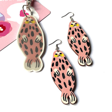 Norppa the Ringed Seal earrings + reflector + a post card