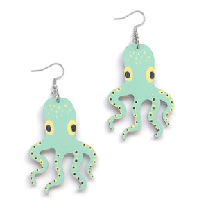 Octopus - Birch Plywood Earrings (multiple colour choices)
