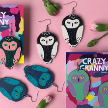 Load image into Gallery viewer, Owl -Birch Plywood Earrings (multiple colour choices)