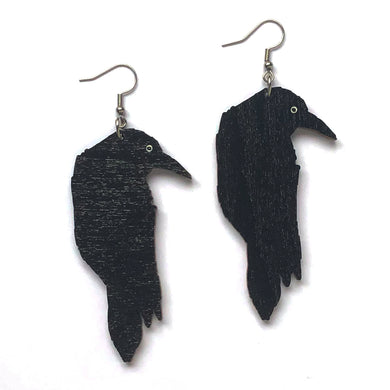 Raven - Birch Plywood Earrings