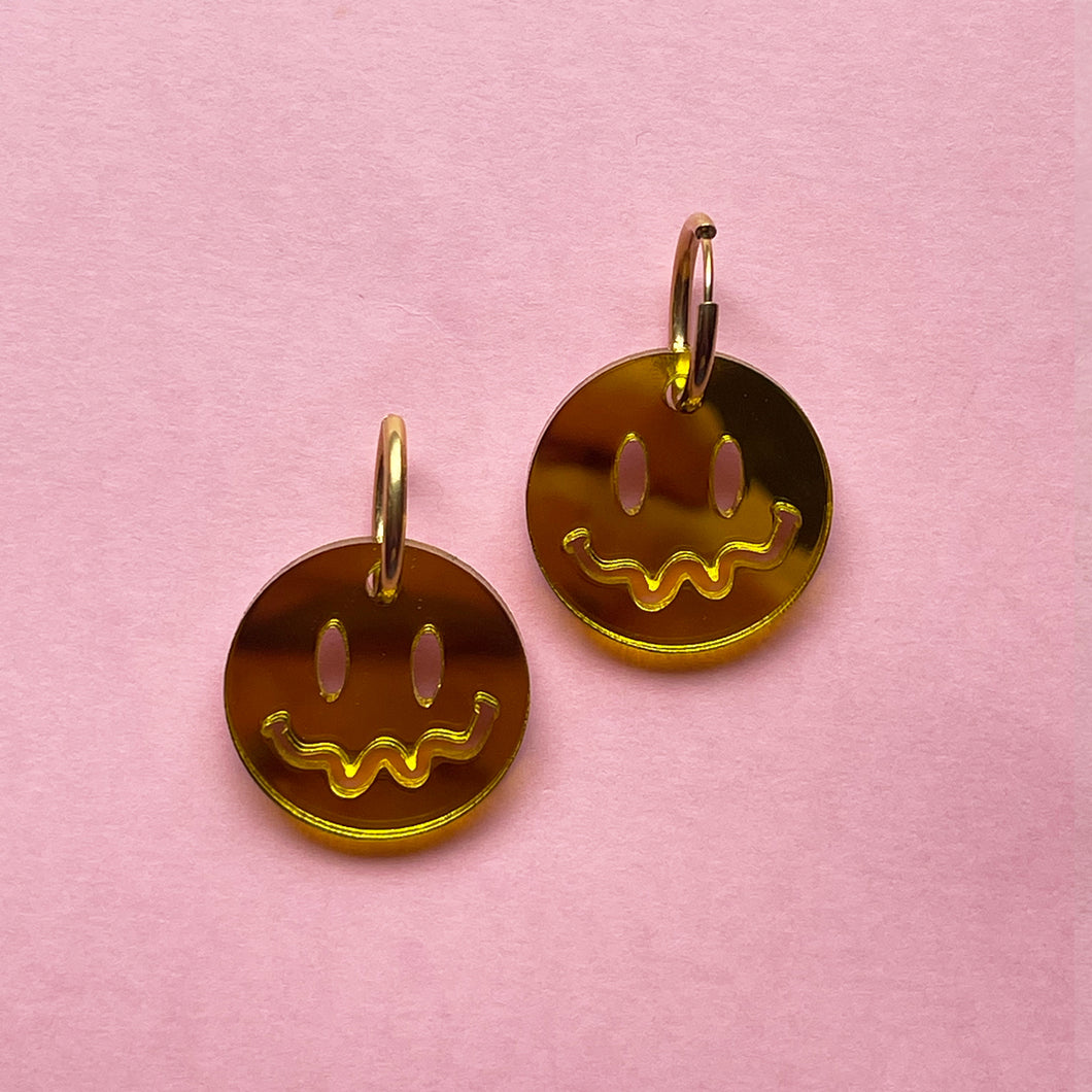 SMILE! with GOLD HOOPS - click to see more colour options