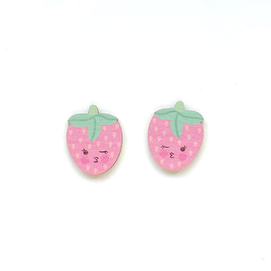 Emoji Fruit - Kissing Strawberry - Studs