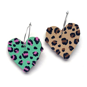 Two-in-one Leopard - Birch Plywood Earrings